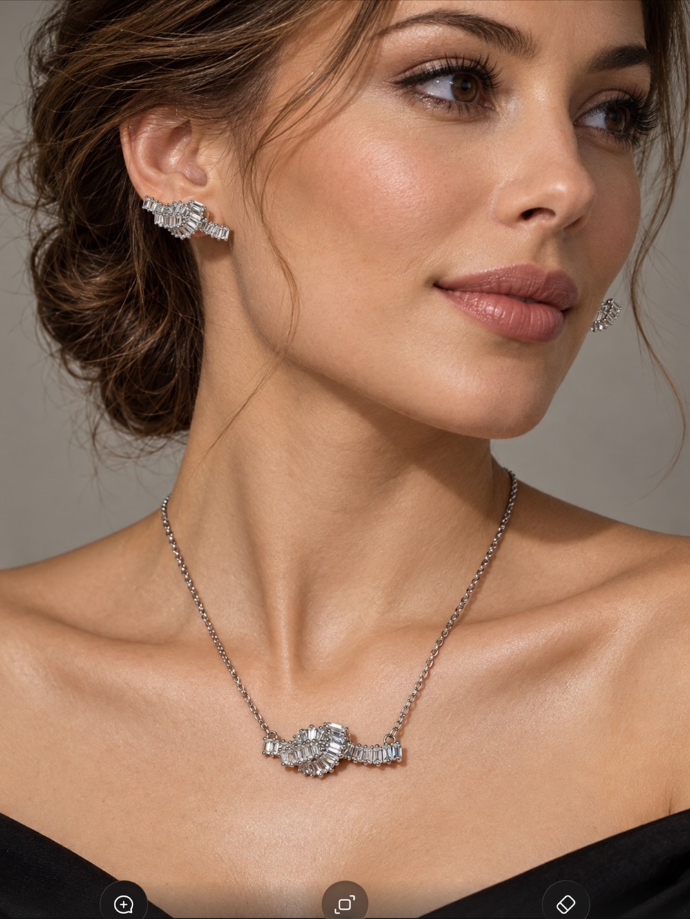 Swarovski Silver Crystal Heart Necklace and Earrings Set